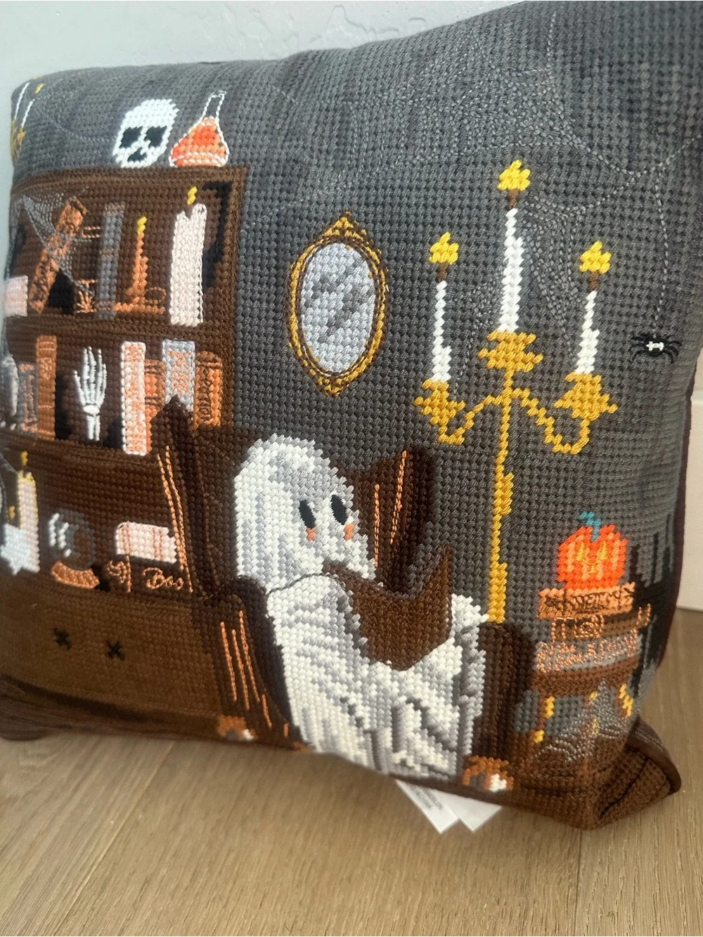 The Farmhouse by Rachel Ashwell 14x14 Ghost Reading Books Needlepoint Halloween